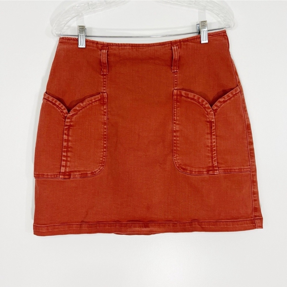 Pilcro and the Letterpress Anthropologie Orange Mini Skirt with Pockets